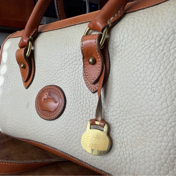 Dooney & Bourke Cream and Brown Leather Satchel - Picture 2 of 12